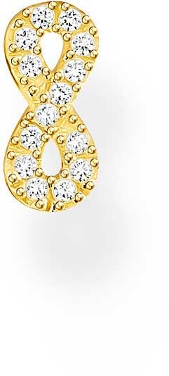 Orecchino singolo Infinito con zirconi - Placcatura in oro giallo 750