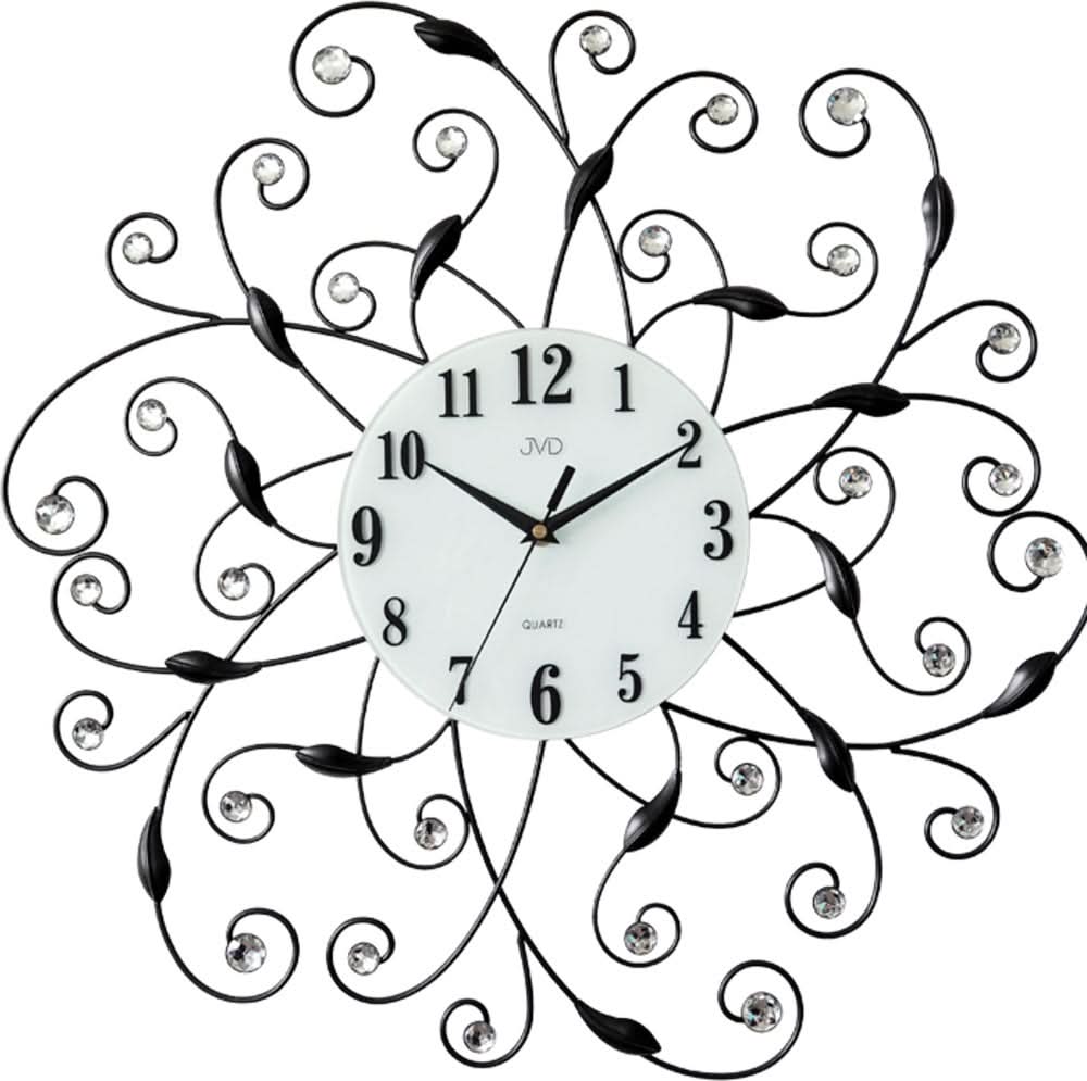 Orologio da parete moderno in metallo con quadrante aperto e anello nero, decorazione 3D