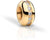 Charm in acciaio inossidabile, anello color oro con inserto nero e pietre trasparenti
