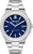 Herrenuhr mit Edelstahlband, rundem Gehäuse und blauem Zifferblatt, Datumsanzeige