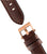 Bracciale in pelle per orologio da uomo, marrone con fibbia in metallo e impunture decorative