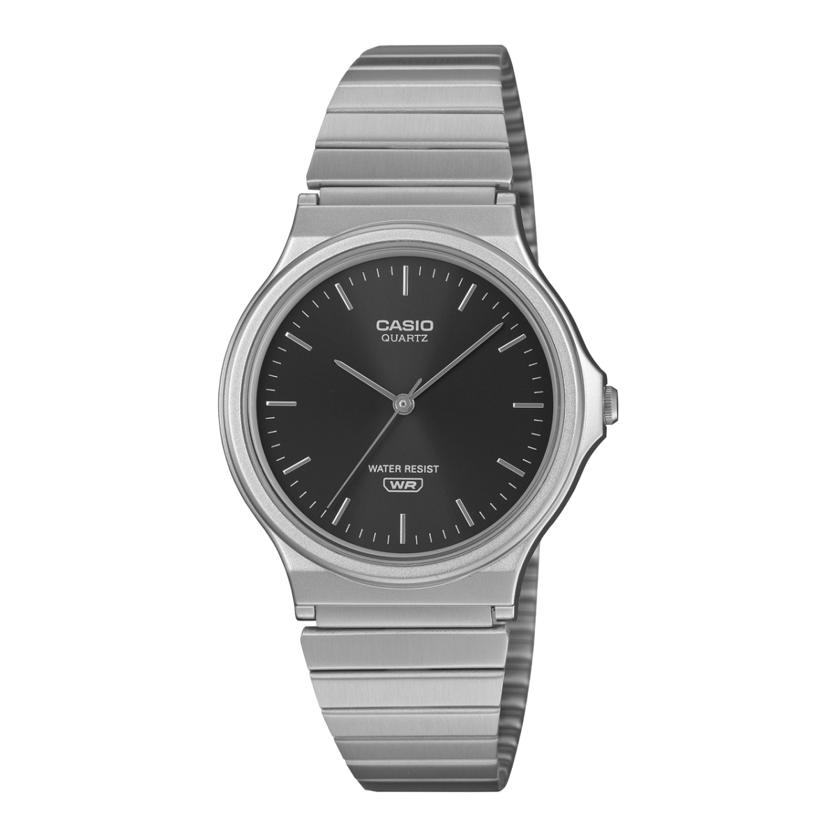 Casio MQ-24DA-1AEF Armbanduhr Schwarz • Metallic-Sonnenschliff-Zifferblatt • Edelstahlband