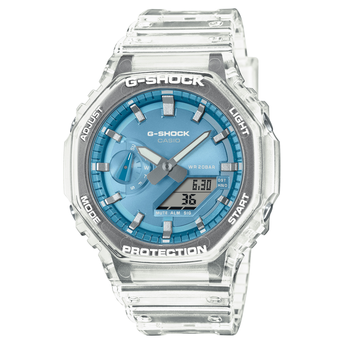 Casio G-Shock Classic GA-2100BM-7A2ER Herrenuhr • Transluzentes Resin-Design • 20 bar wasserdicht