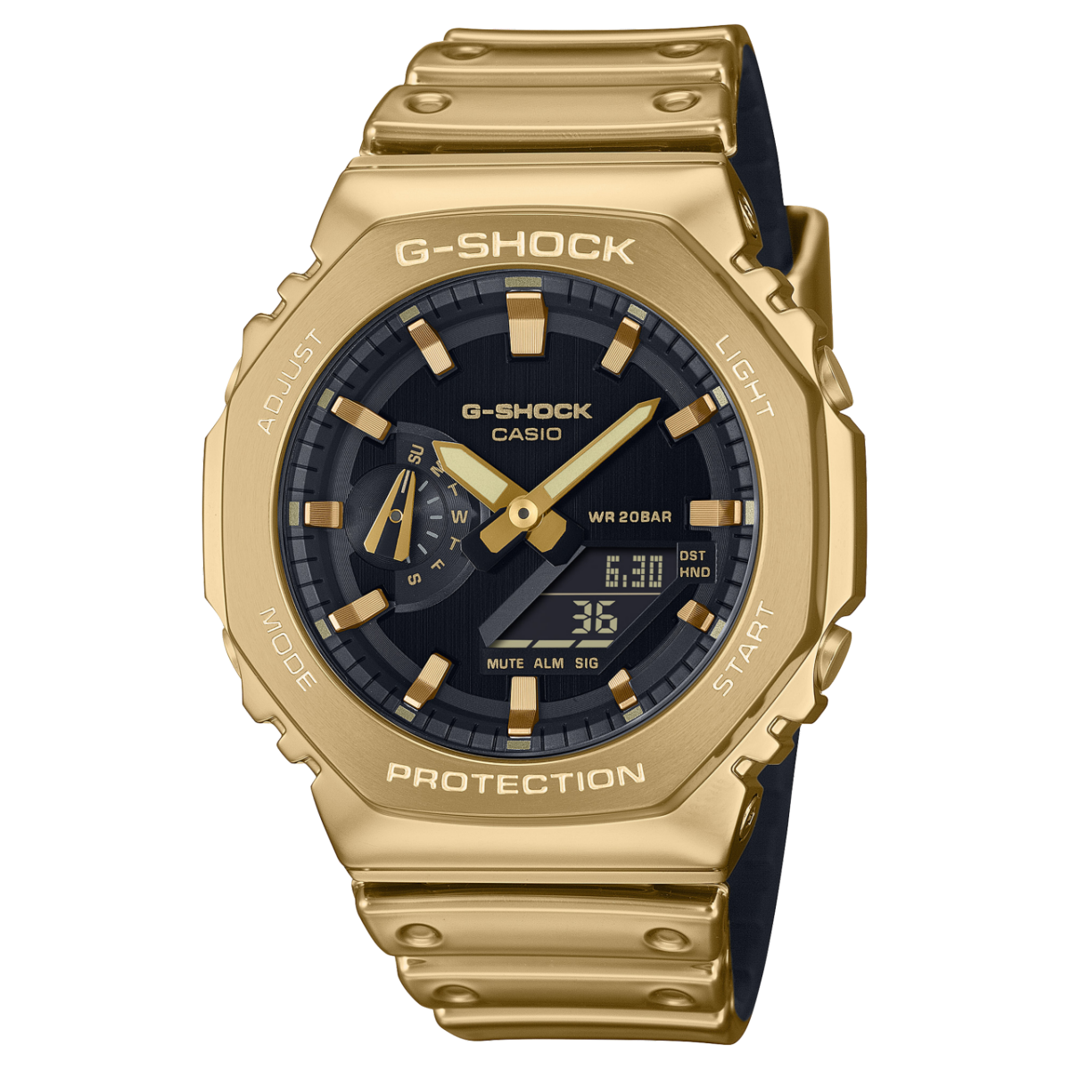 Casio GM-2100YMG-9AER G-Shock G-Steel Herren • Goldfarbene Metalllünette • Stoßfest &amp; wasserdicht