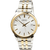 Herrenarmbanduhr mit weißem Zifferblatt, goldfarbenen Zeigern und Stahlband in Gold/Silber