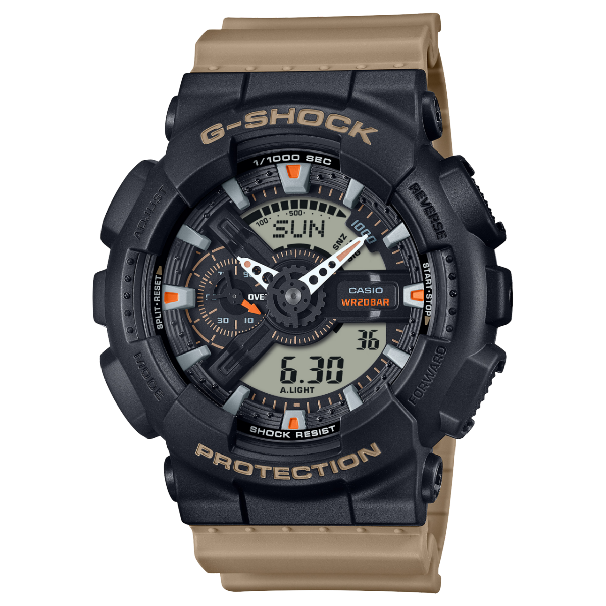 Casio GA-110TU-1A5ER G-Shock Classic Herrenuhr Schwarz/Beige • Stoßfest & 20 ATM • Analog-Digital