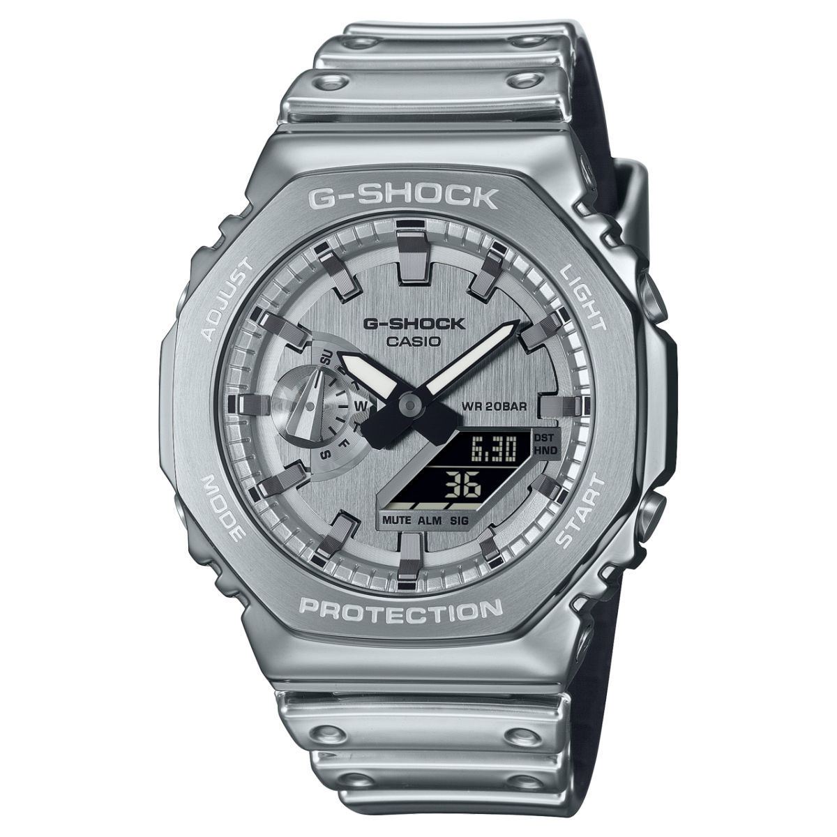 Casio GM-2100YM-8AER G-Shock G-Steel Herren Armbanduhr Silberfarben • Edelstahllünette • 20 bar wasserdicht
