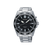 Orologio da uomo con quadrante nero e cinturino in acciaio inossidabile argentato, con datario