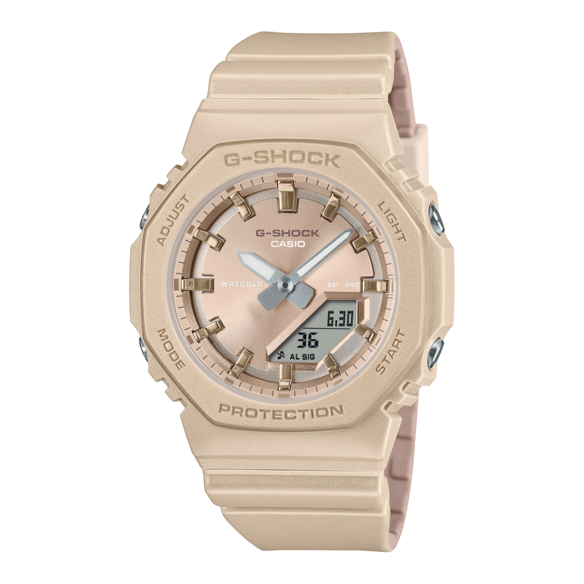 Casio GMA-P2100ST-9AER G-Shock Classic Damen-Armbanduhr Sand • Biobasiertes Resin • Ana-Digi Anzeige