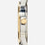 Herrenarmbanduhr- Seitenansicht mit goldfarbenem Drücker und polierter Metallfassung