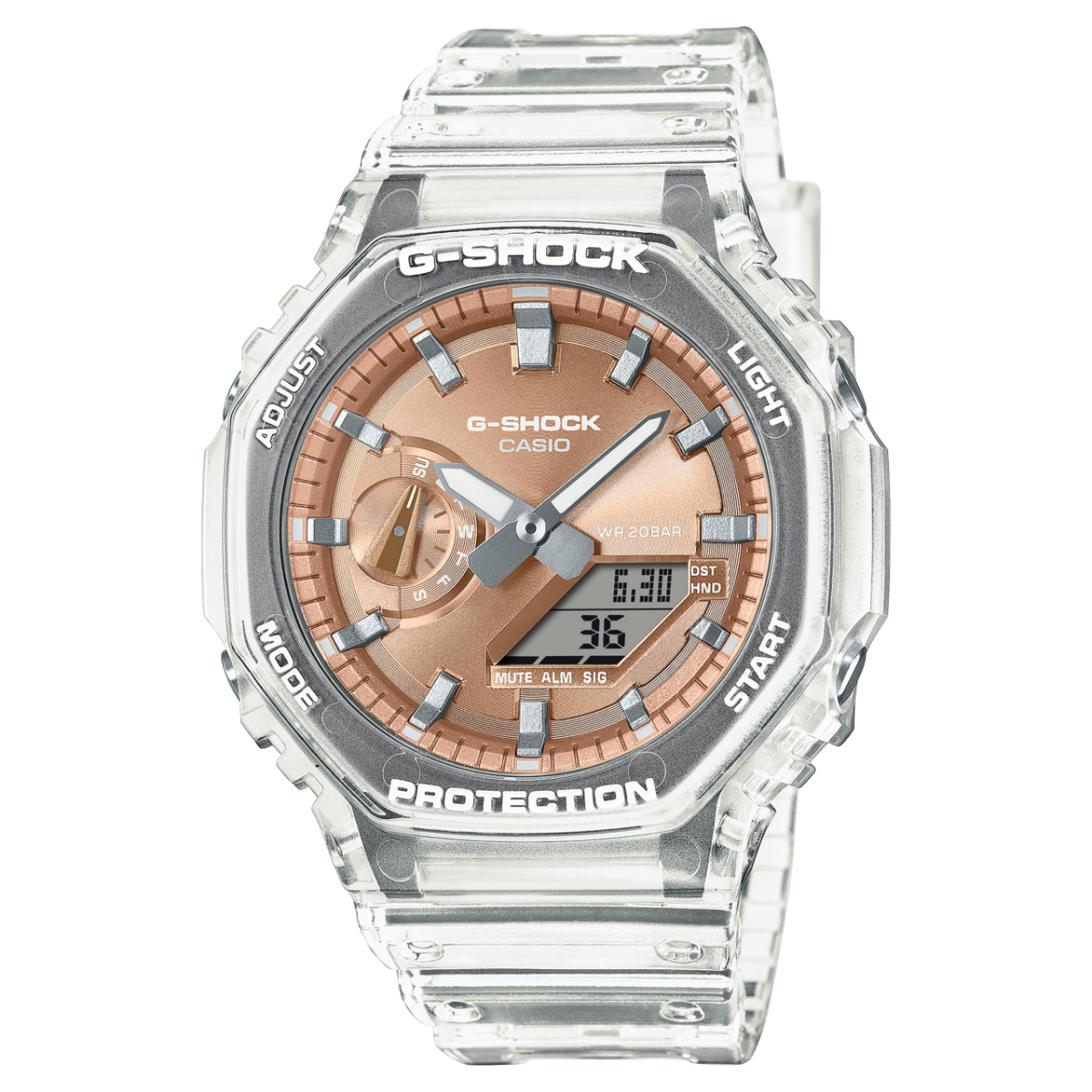 Casio G-Shock Classic GA-2100BM-7A5ER Herren • Transluzentes Resin-Gehäuse • Analogdigital mit Weltzeit