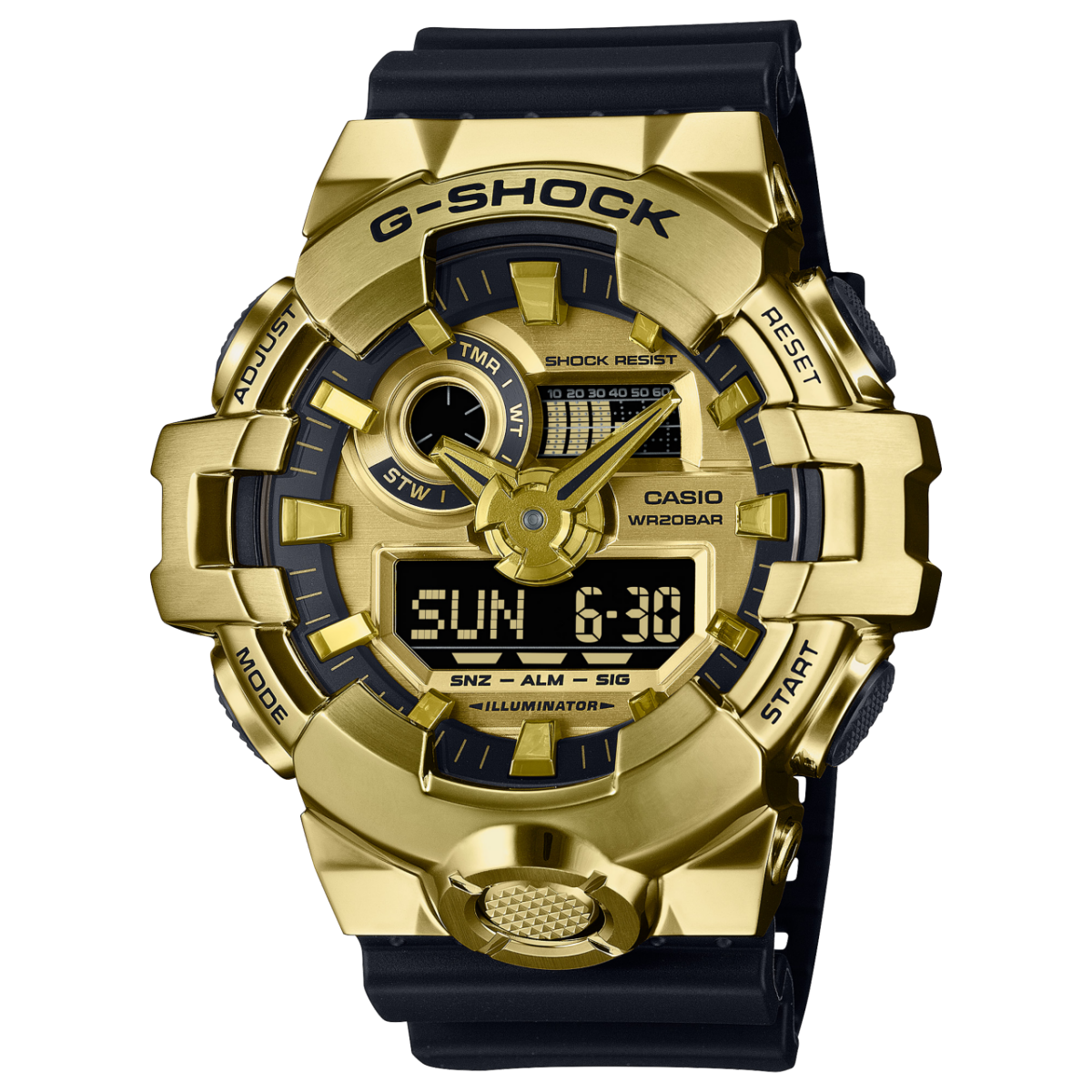 Casio GM-700G-9AER G-Shock Classic Herrenuhr Schwarz-Gold • Edelstahlgehäuse mit Goldionenbeschichtung •