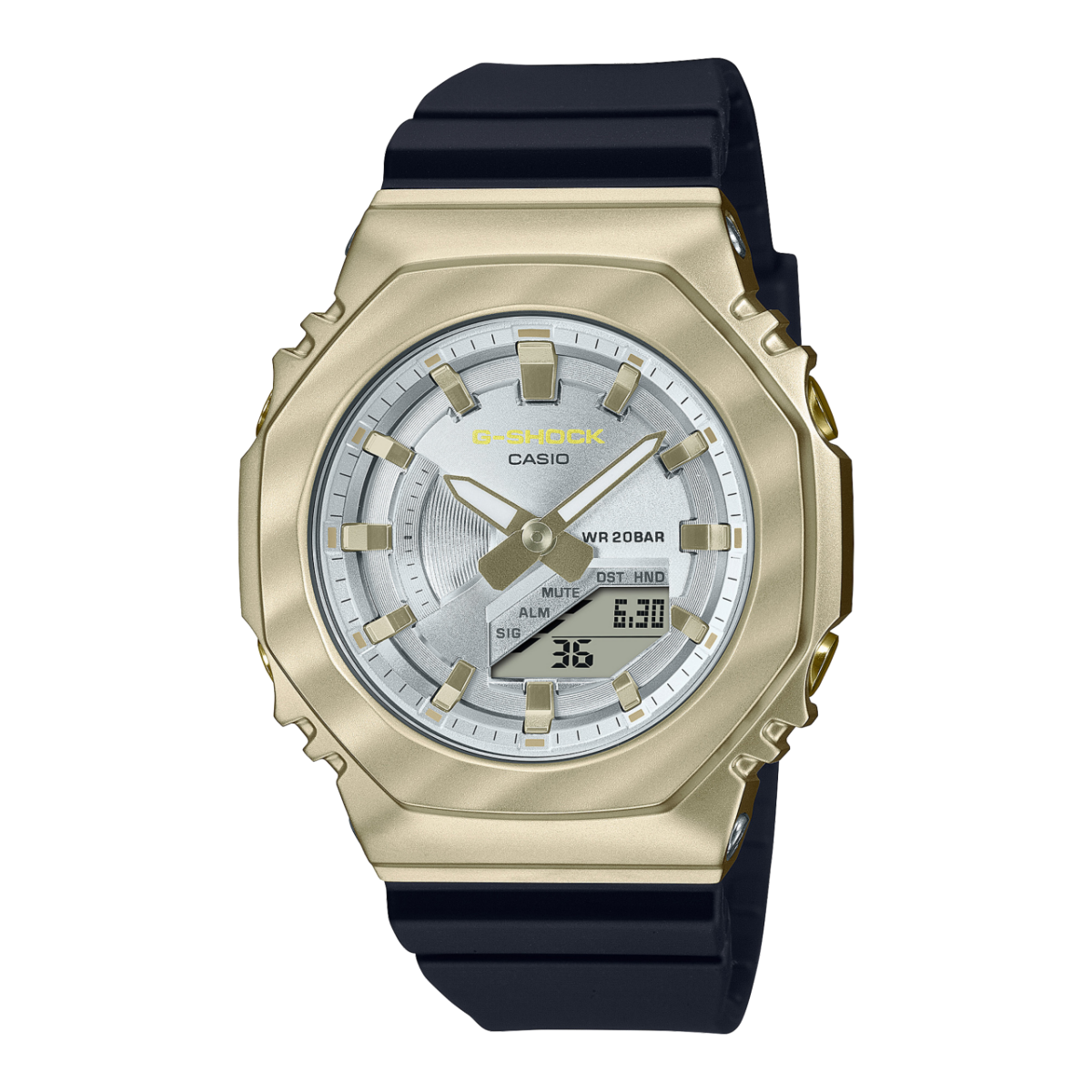 Casio G-Shock Octagon GM-S2100BC-1AER Damen • Metallgehäuse mit Gelbgold-Lünette • Analog-Digital