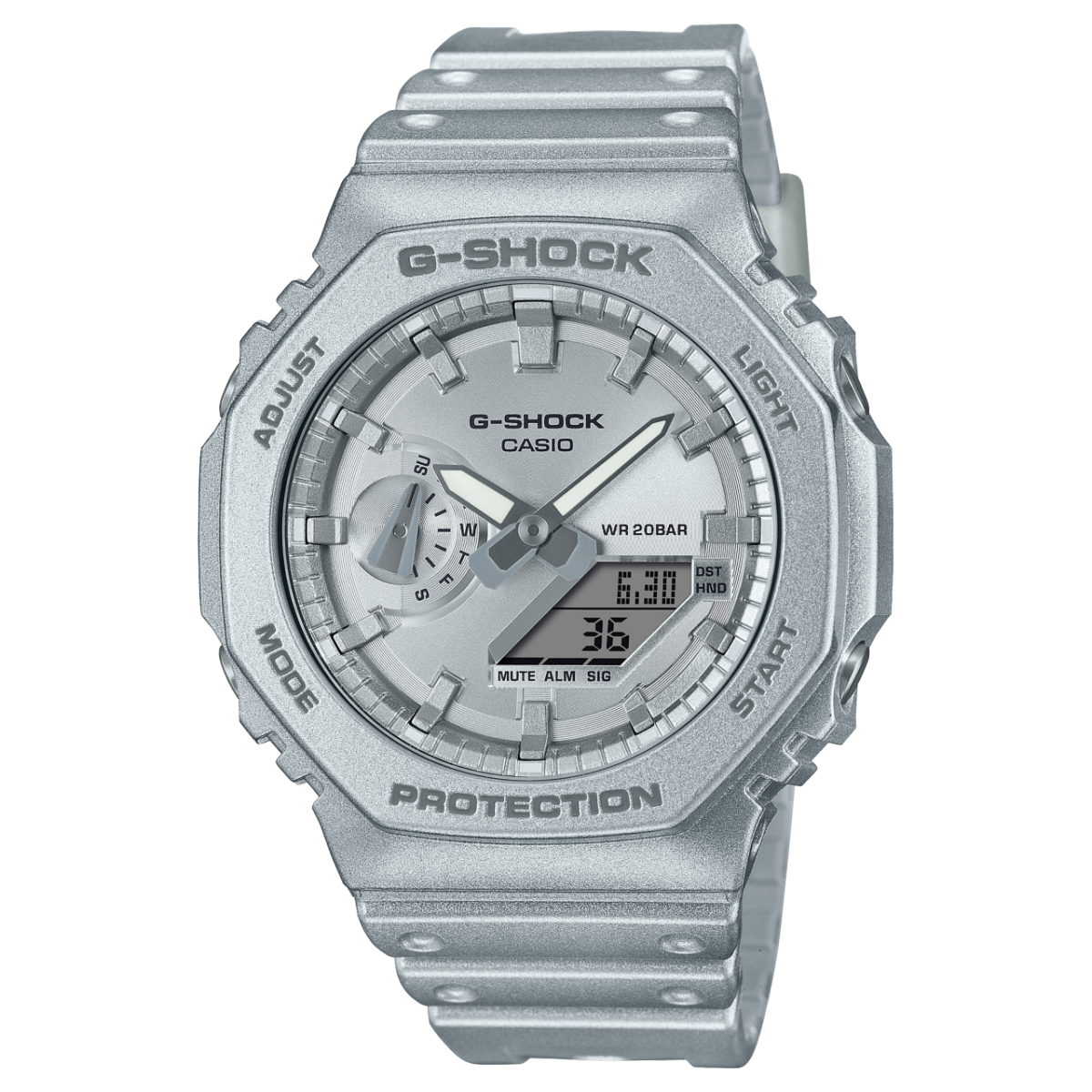 Casio GA-2100FF-8AER G-Shock Classic Herrenuhr Silbermetallic • Carbon Core Guard • Stoßfest & 20 bar