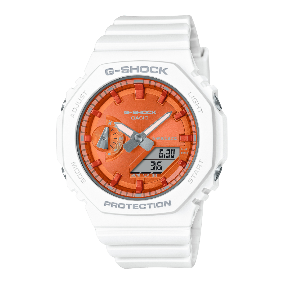 Casio G-Shock GMA-S2100WS-7AER Damen Armbanduhr • Metallische Dampfbeschichtung • Carbon Core Guard
