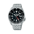 Seiko Herrenuhr mit silbernem Edelstahlband und schwarzem Zifferblatt, GMT-Anzeige