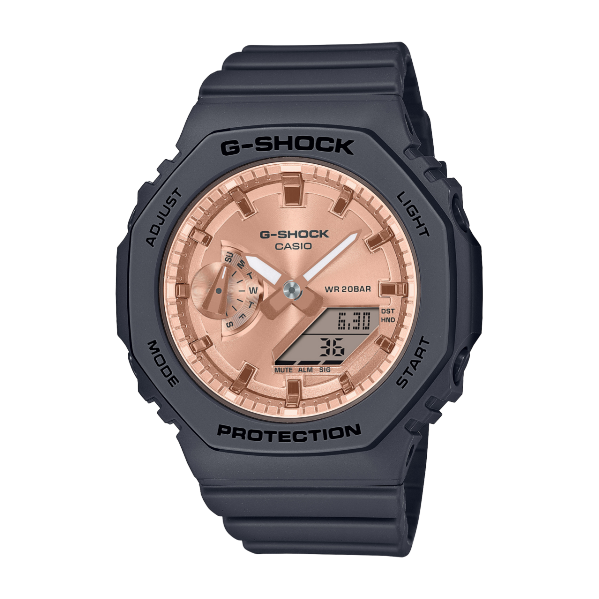 Casio GMA-S2100MD-1AER Damen G-Shock Classic Schwarz • Roségoldenes Zifferblatt • 20 bar wasserdicht