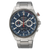 Herrenuhr mit blauem Zifferblatt, Chronographen-Design und Tachymeterskala, Edelstahlband