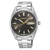 Orologio da uomo: cinturino in metallo argentato, quadrante nero, lancette dorate