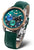 Orologio da donna Vostok Europe con cinturino in pelle verde e quadrante blu-verde, vetro zaffiro