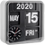 Orologio da parete Karlsson con quadrante nero, datario 2020, MAY e 15, orologio a lancette