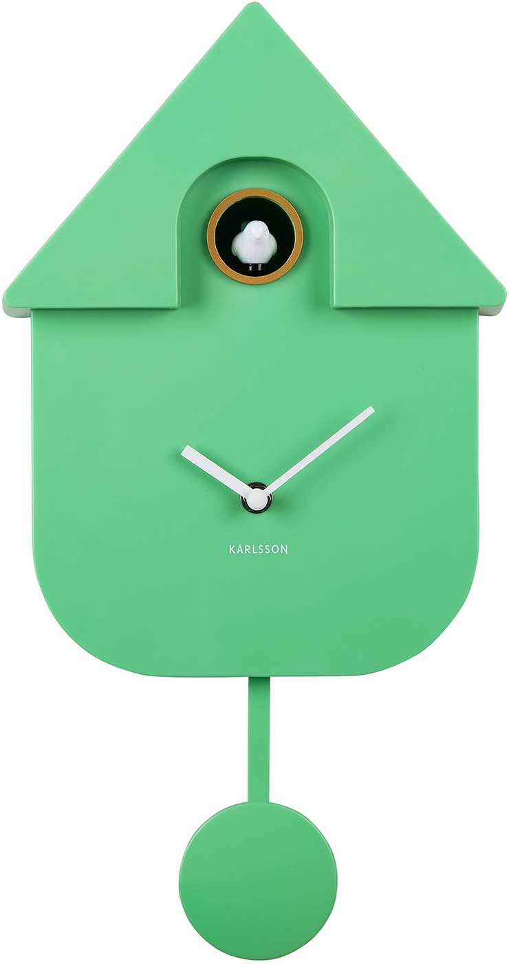 Wanduhr im Hausdesign aus Kunststoff, grün, mit zwei Zeigern