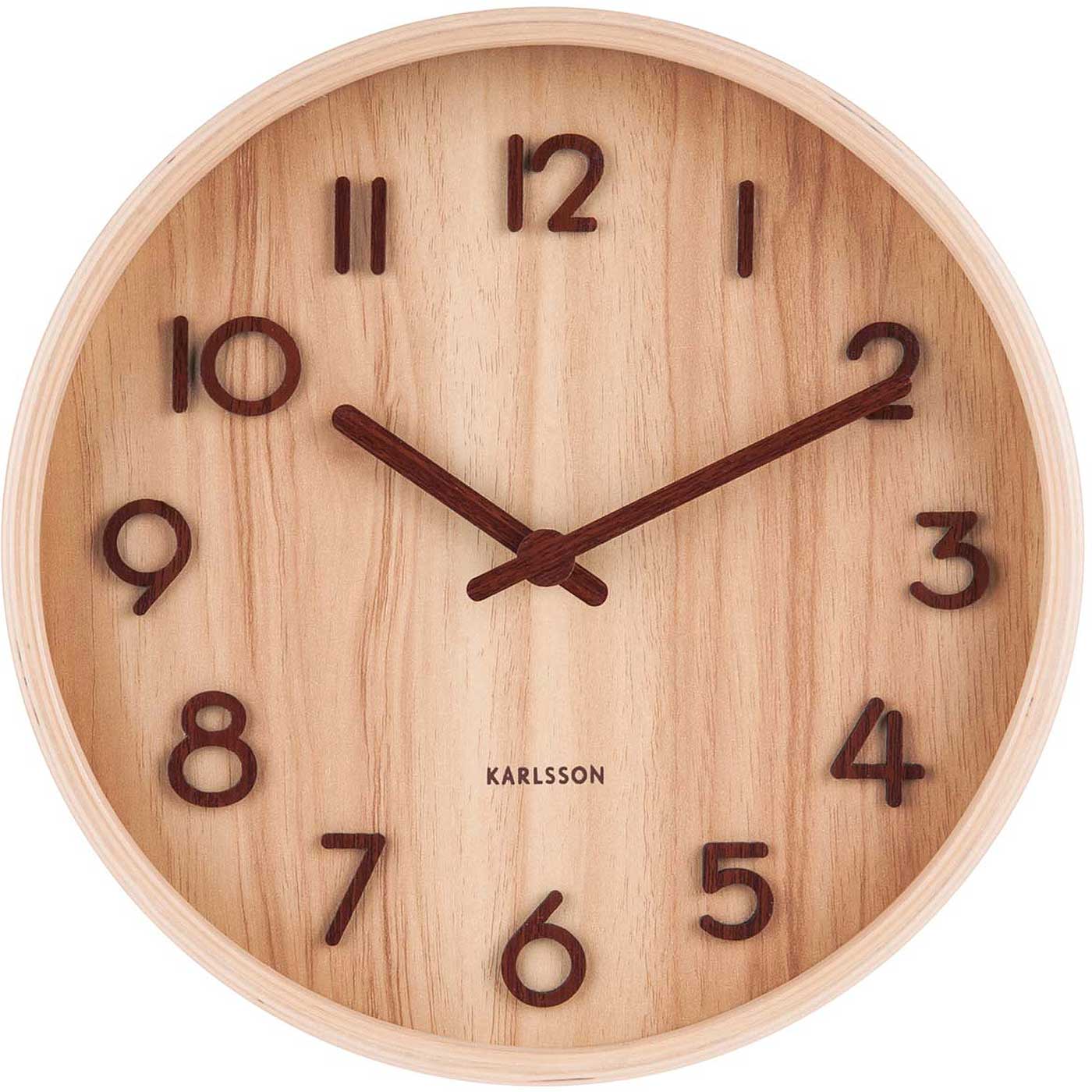 Orologio da parete Karlsson 40 cm Ø Legno • Movimento al quarzo silenzioso • Design senza tempo