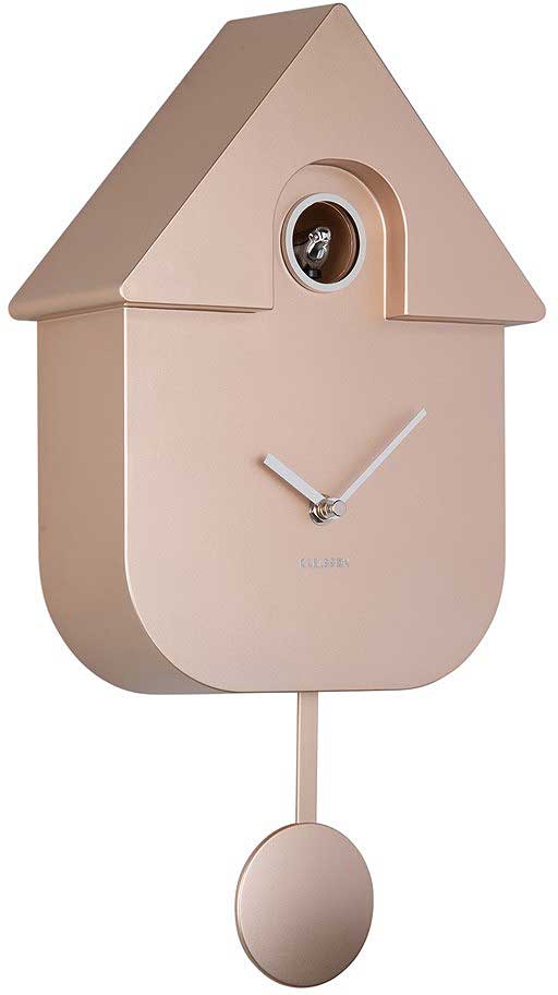 Orologio da parete a forma di casa in ABS, tonalità beige, con meccanismo e lancette