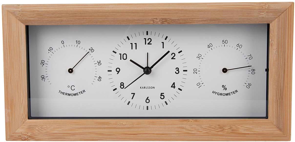 Sveglia in bambù, analogica, nera - Karlsson Modello: KA5925WH