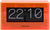 Acryl-Tischuhr mit Flip-Ziffern, orangefarbenes Gehäuse, Anzeige 22 und 10