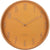 Orologio da parete rotondo in legno con quadrante arancione, numeri e lancette dorati