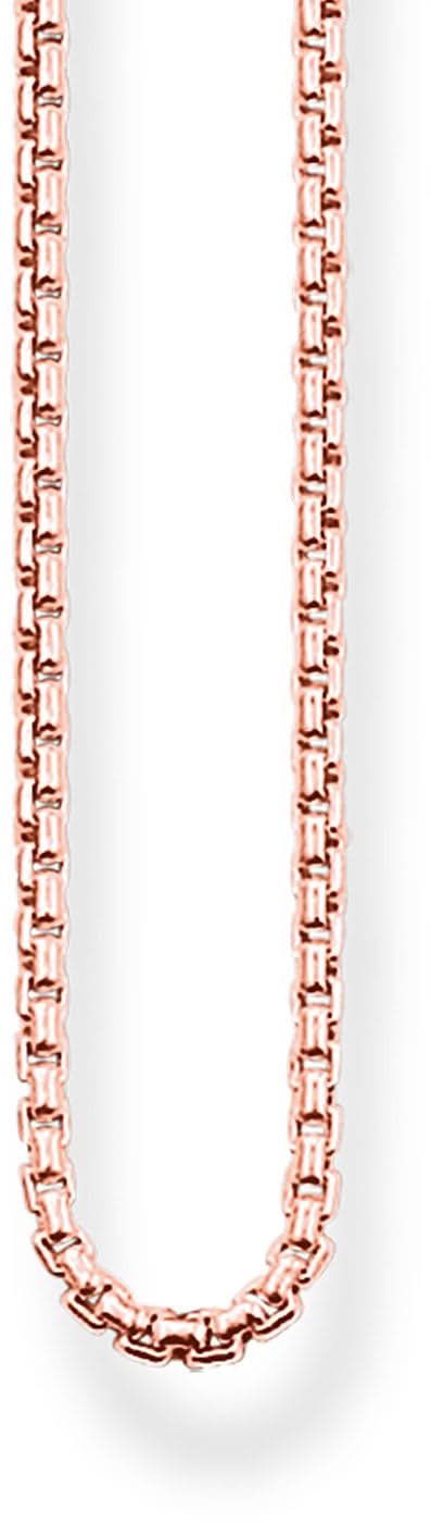 Venezianerkette, roségoldfarben vergoldete Gliederkette mit rechteckigen Verbindern.
