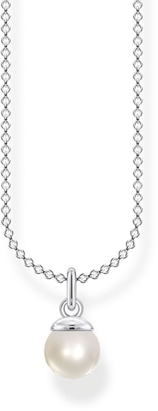 Collana in argento sterling con ciondolo perla, catena sottile e chiusura a scorrimento