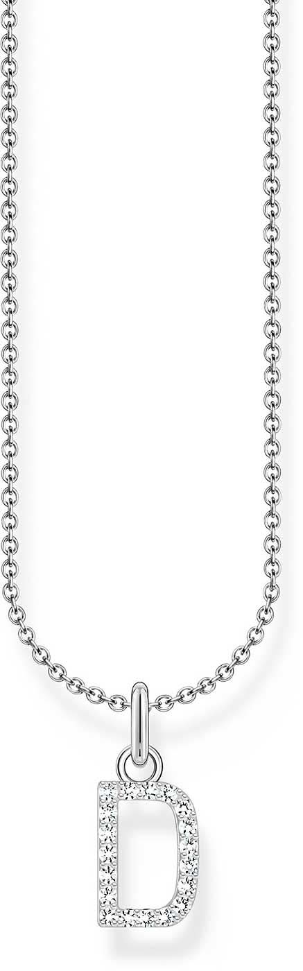 Thomas Sabo Halskette mit Anhänger, Buchstabe D, silberfarbener Kettenzug und Hängeelement