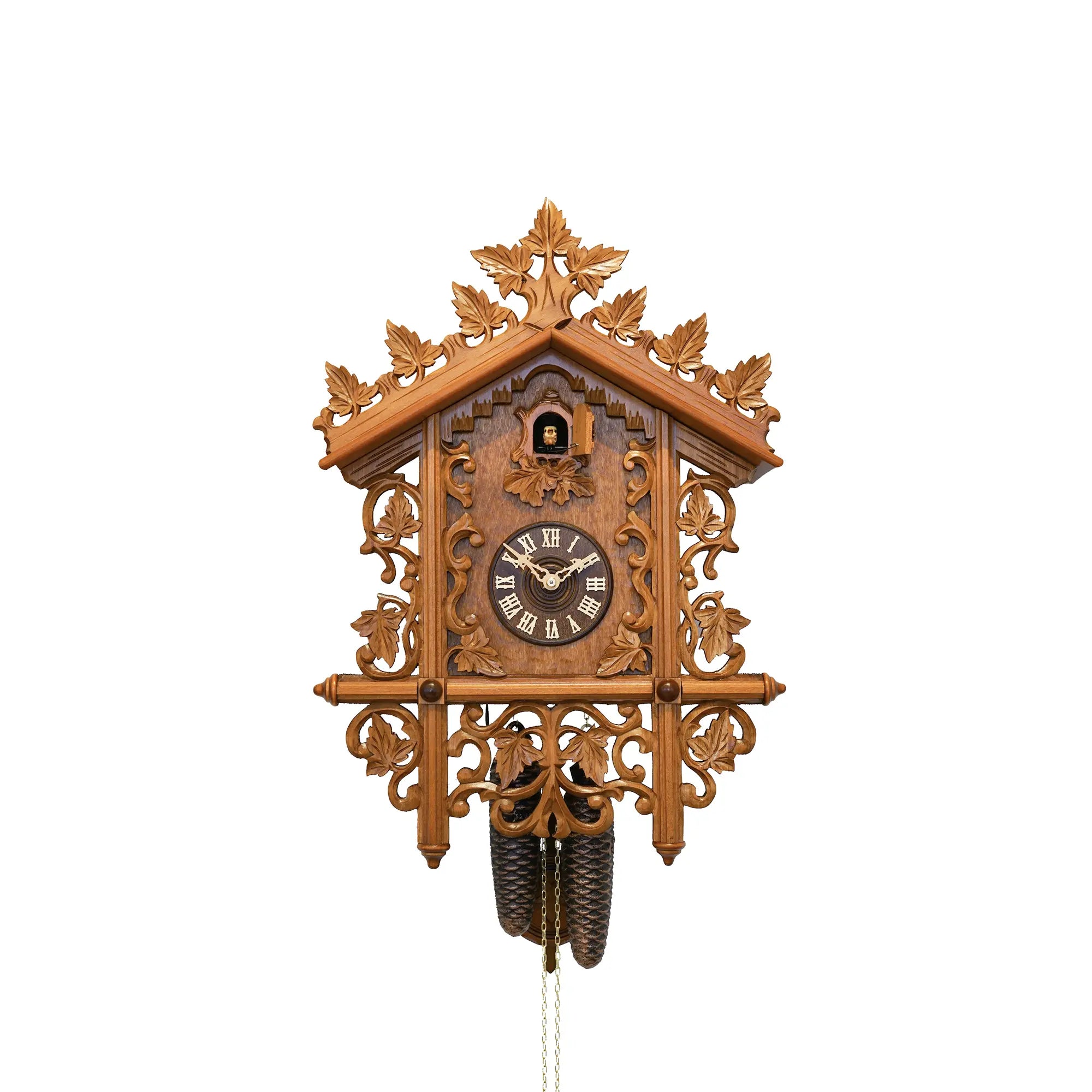 Rombach & Haas TRADITION 3521 Orologio da Parete Legno (scuro) • Movimento Meccanico 8 Giorni • Intaglio a Mano con Sega da Traforo
