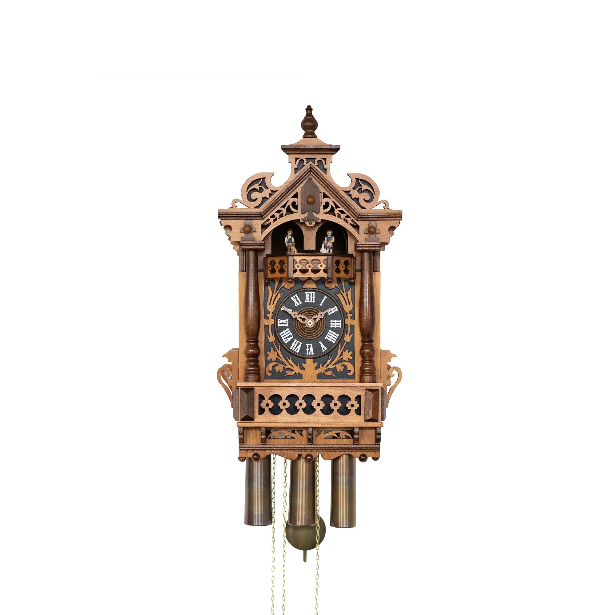 Rombach & Haas TRADITION 4501 Orologio da Parete in Legno (scuro) • Movimento Meccanico 8 Giorni • Orologio a Cucù Musicale con Suoneria a Rastrello