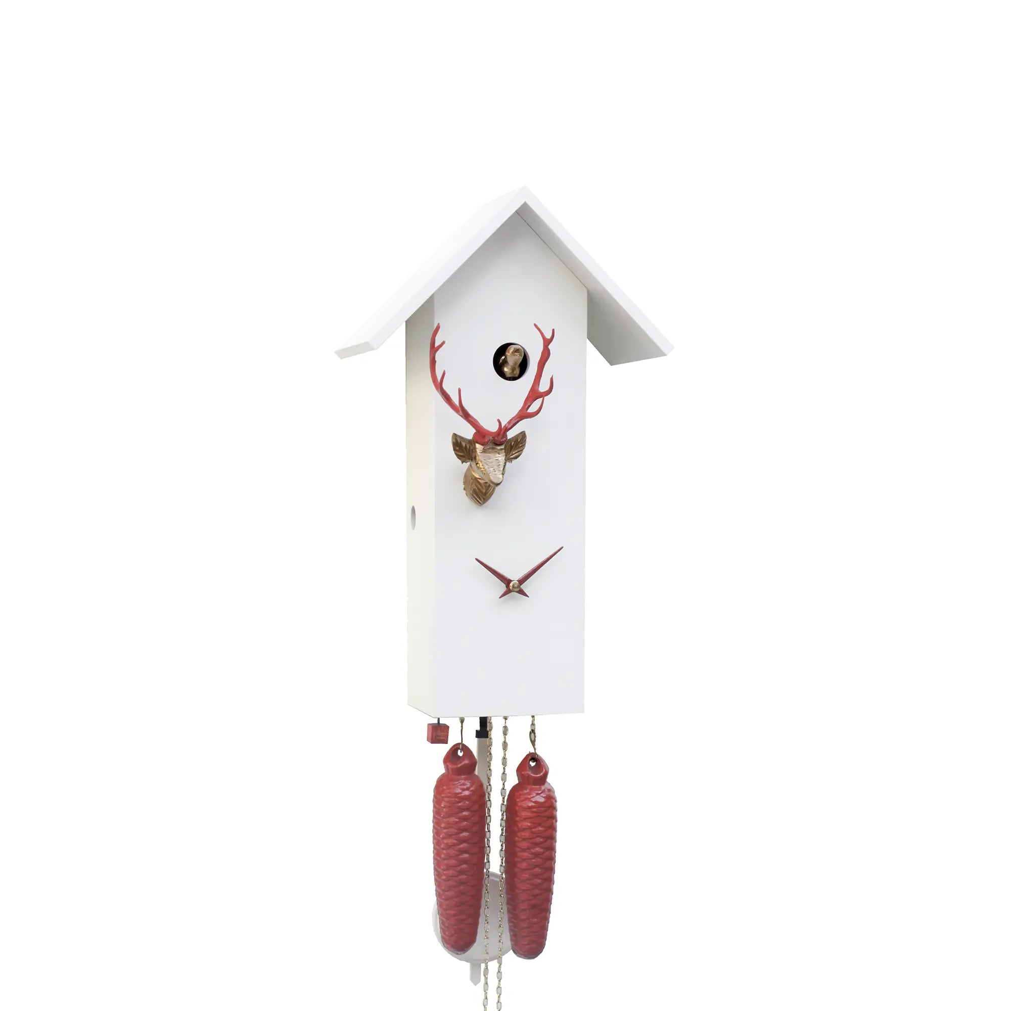Rombach & Haas Classic SL35 H-1/14/3 Orologio da Parete Bianco/Oro/Rosso • Movimento Meccanico 8 Giorni • Autentico Orologio a Cucù della Foresta Nera