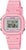 Orologio da donna con cinturino in plastica rosa e cassa rotonda, display digitale