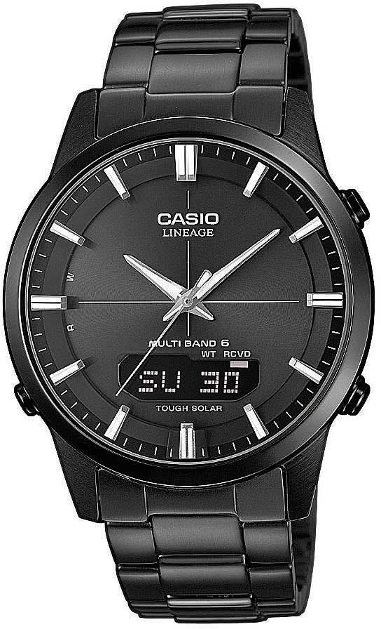 Orologio da uomo con quadrante nero, display analogico e cinturino in metallo nero