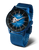 Orologio da uomo VOSTOK EUROPE con cinturino mesh blu, cuore aperto e quadrante nero.