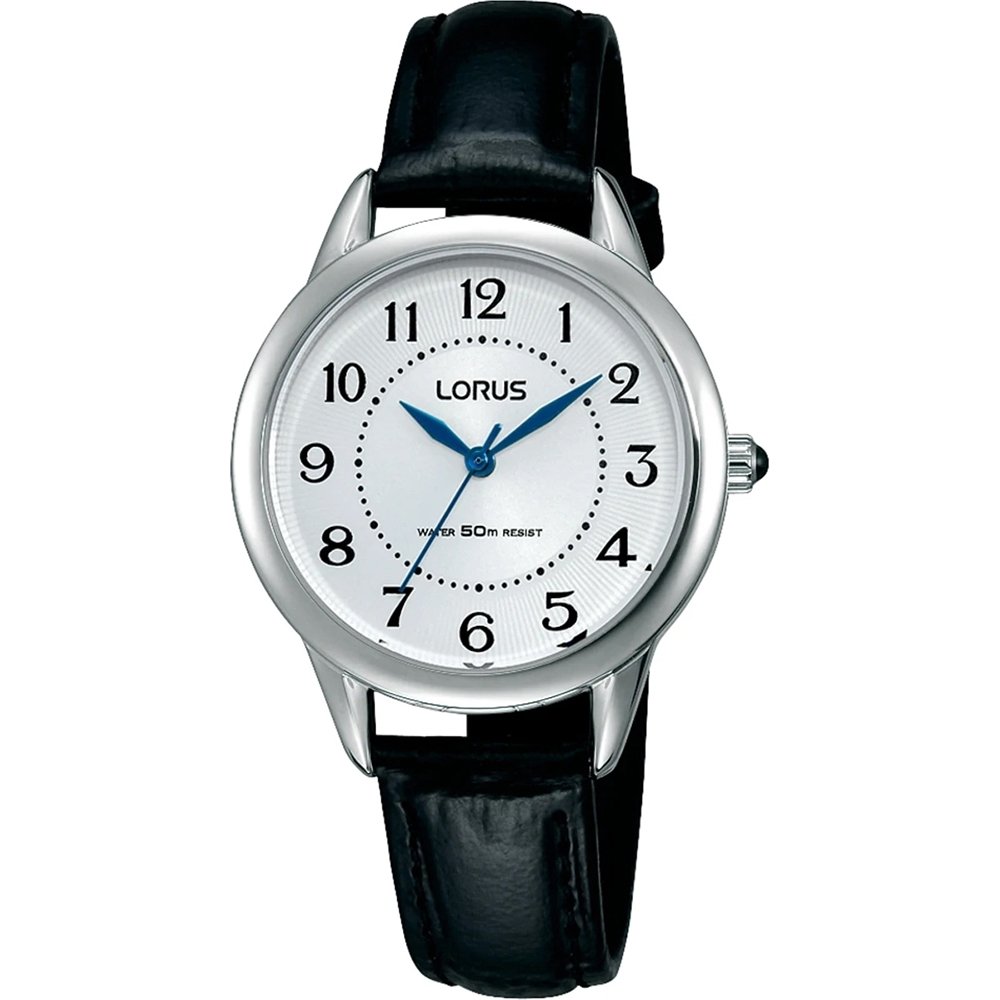 Lorus Dress RG253JX5 Damen Armbanduhr • Blaue Zeiger • Schwarzes Lederband
