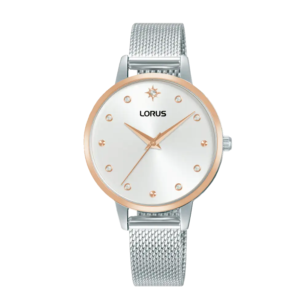 Lorus RG288XX9 Orologio Donna Bianco • Vetro Minerale • Cinturino Mesh in Acciaio Inossidabile