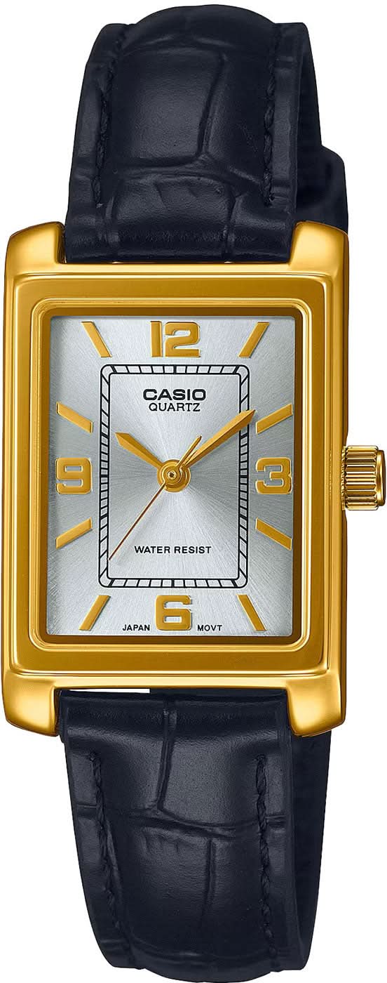 Orologio da donna Casio Timeless LTP-1234PGL-7AEF • Design retrò elegante • Cinturino in vera pelle