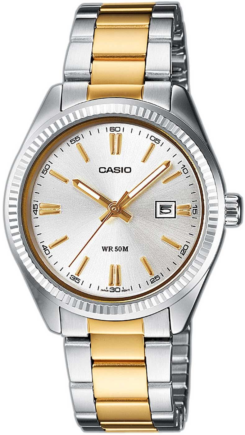 Orologio da donna Casio LTP-1302PSG-7AVEF • Elegante look bicolore • Datario