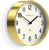 Orologio da parete con cassa in metallo color oro e quadrante color crema, vista obliqua