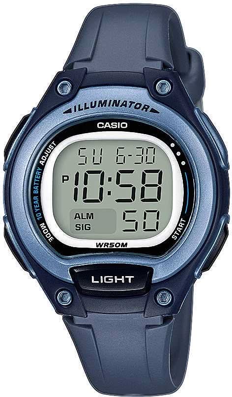 Orologio da polso digitale CASIO blu scuro con display LCD retroilluminato e pulsanti