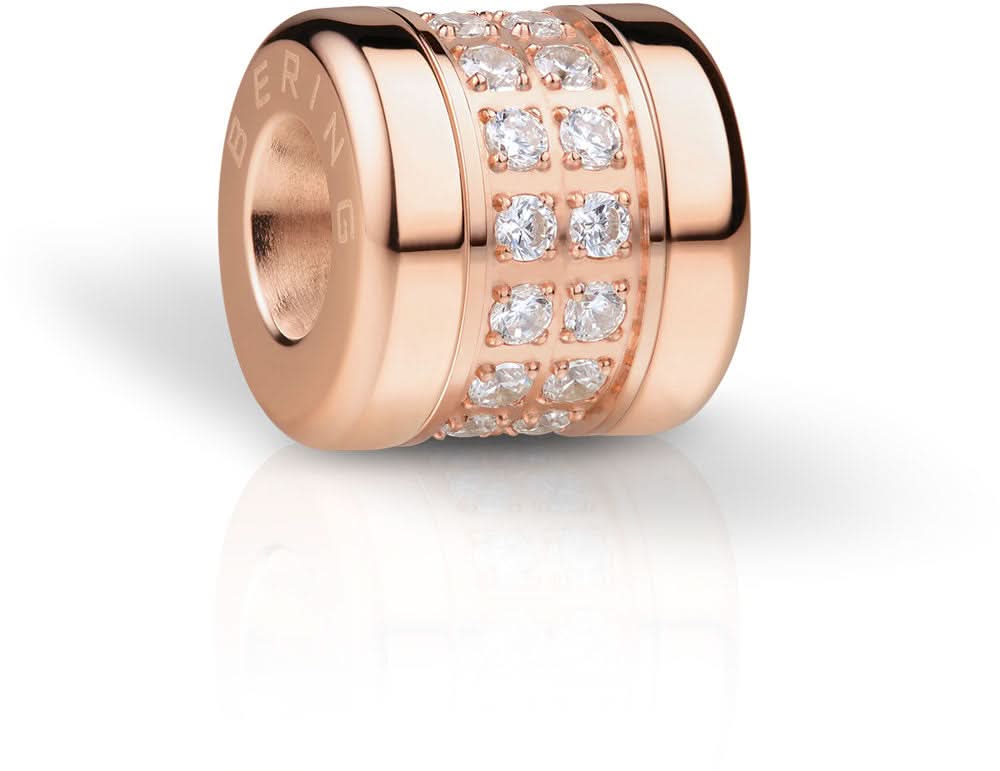 Charm in oro rosa in acciaio inossidabile con zirconi scintillanti a motivo circolare
