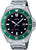 Orologio da uomo Casio con cinturino in acciaio, cassa rotonda e quadrante verde-nero