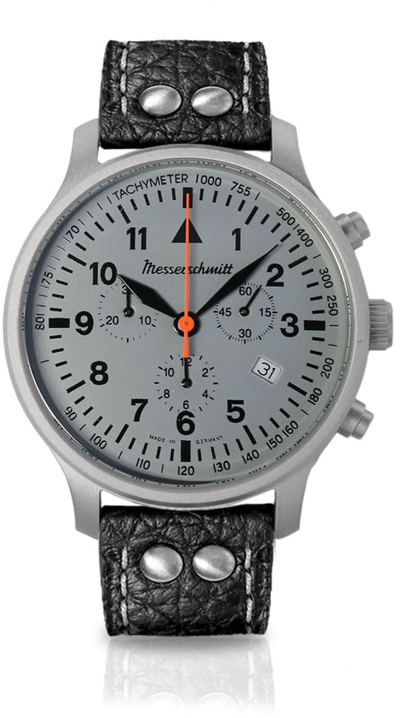 Orologio da uomo Messerschmitt Flieger Chronograph ME-3H201 • Made in Germany • Cassa sabbiata