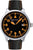 Orologio da aviatore da uomo con quadrante nero e numeri arancioni, cinturino in pelle